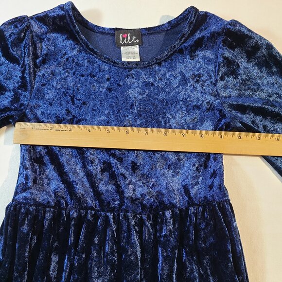 Girls Lilt Blue Long Sleeve Crush Velvet Midi Dress 6x - C046 - Picture 4 of 7